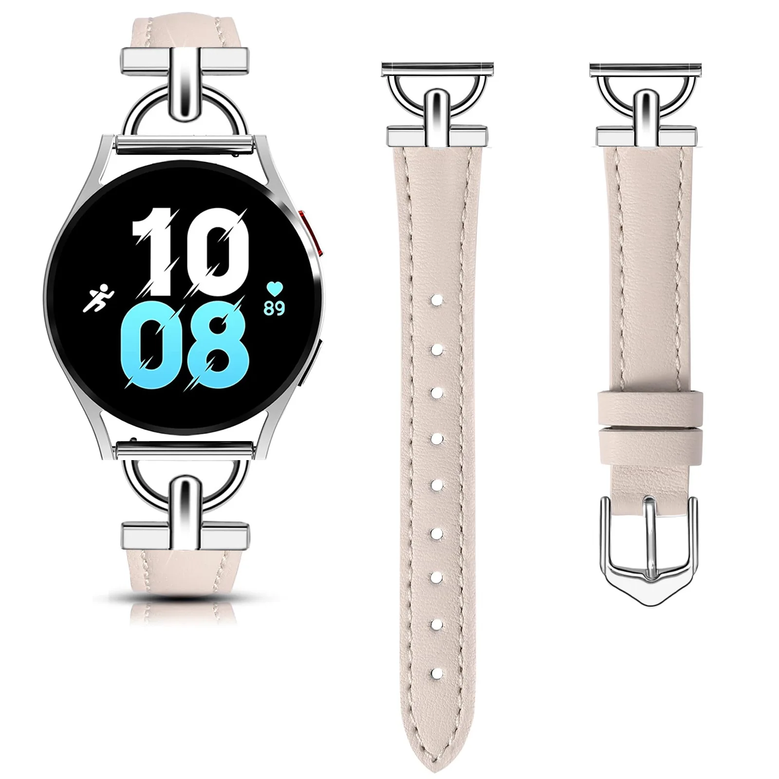 20/22mm Thin Leather Strap Suitable for Samsung Galaxy Watch7 Small Waist New Leather Strap 20-22mm Size Watch Strap