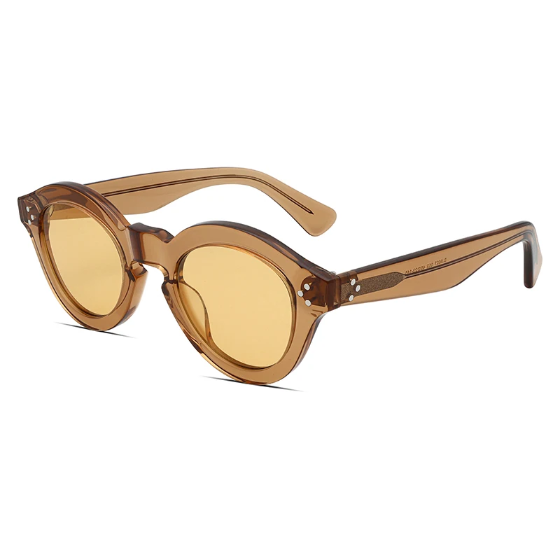 

FocusAid Vintage Brand Designer Sunglasses Unisex Round Thick Frame Fashion Rivet Design High Quality Acetate Sunglasses UV400