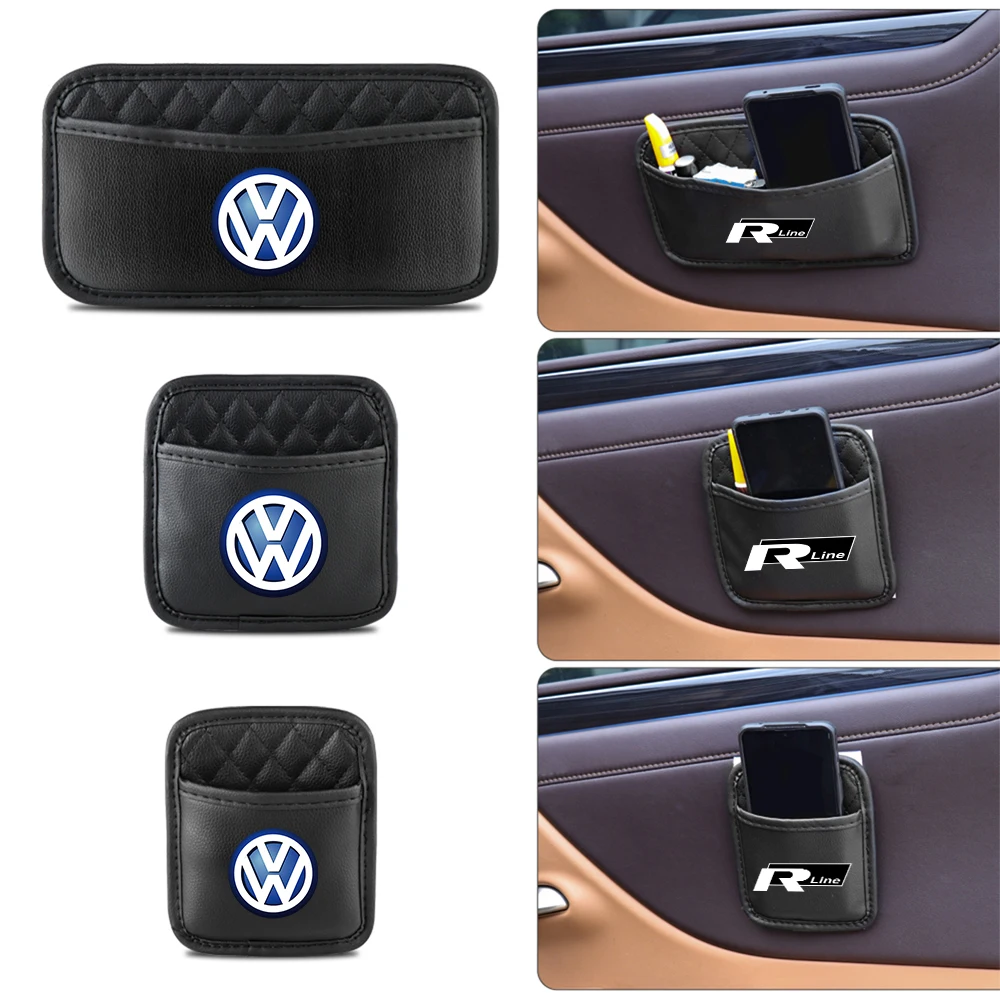 Car Door Side Seat Back Organizer Leather Storage Bags For Volkswagen VW Golf Polo Tiguan Jetta Touran Passat Bora Beetle Rline