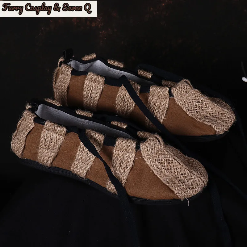 Vintage Straw Shoes for Drama Performance Red Army Style Boatman Costume Shoes Movie Props 6