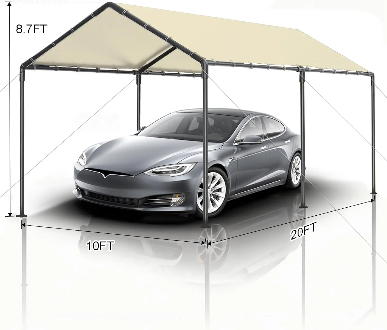 Carport, 10x20ft Heavy Duty Portable Garage, Car Port with Storage Shed, Car Canopy Car Tent with Steel Frame All-Season Tarp fo