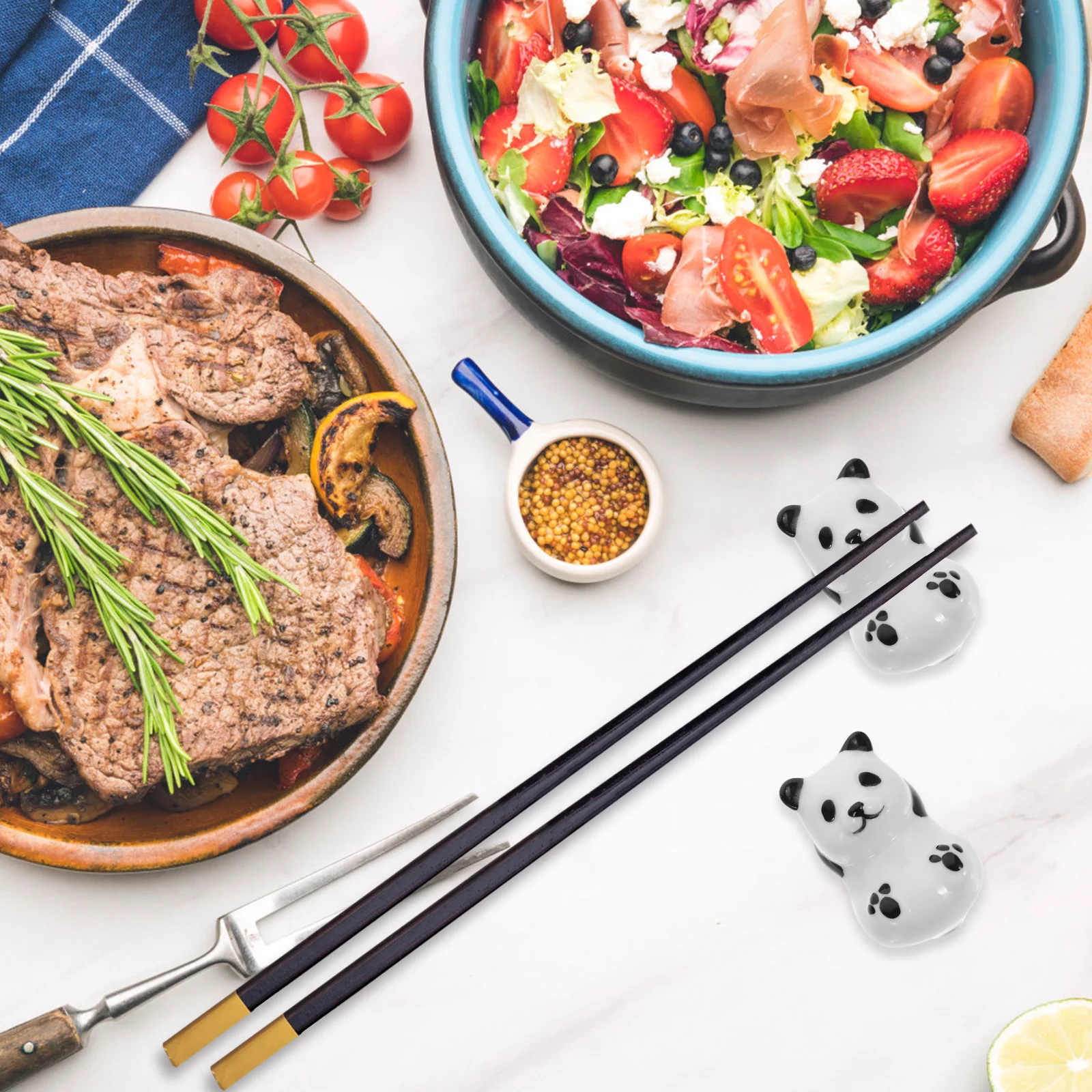 

4Pcs Multifunctional Ceramic Panda Chopsticks Holder Chopstick Stand Dining Table Cutlery Organizer Chopsticks Holder