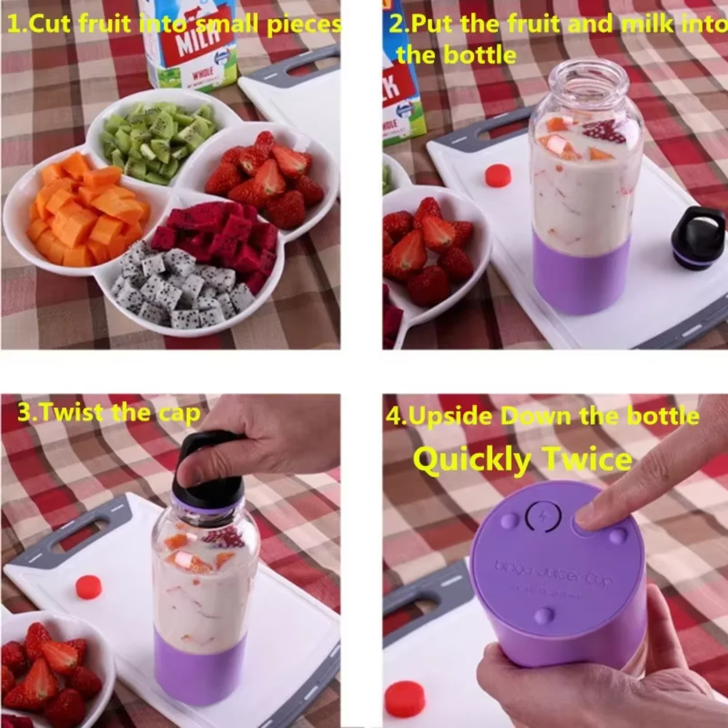 High Quality Portable Smoothie Blender Cup with USB Wireless Press Charging