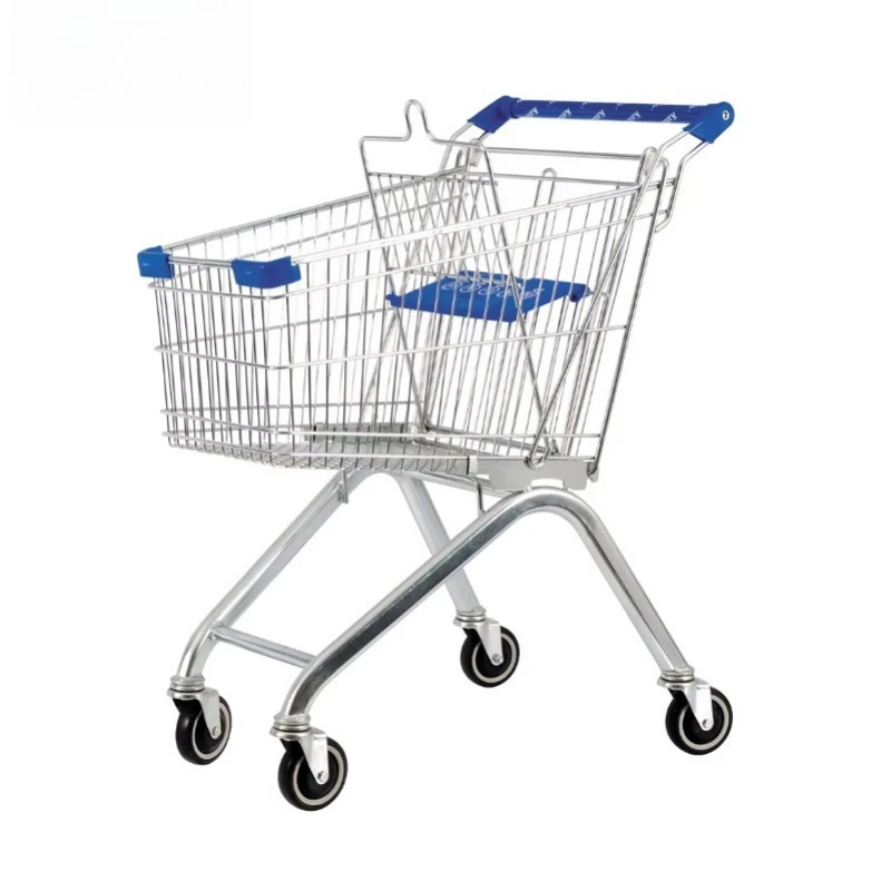Heavy duty large capacity 4 wheel metal shopping cart for supermarkets and grocery stores