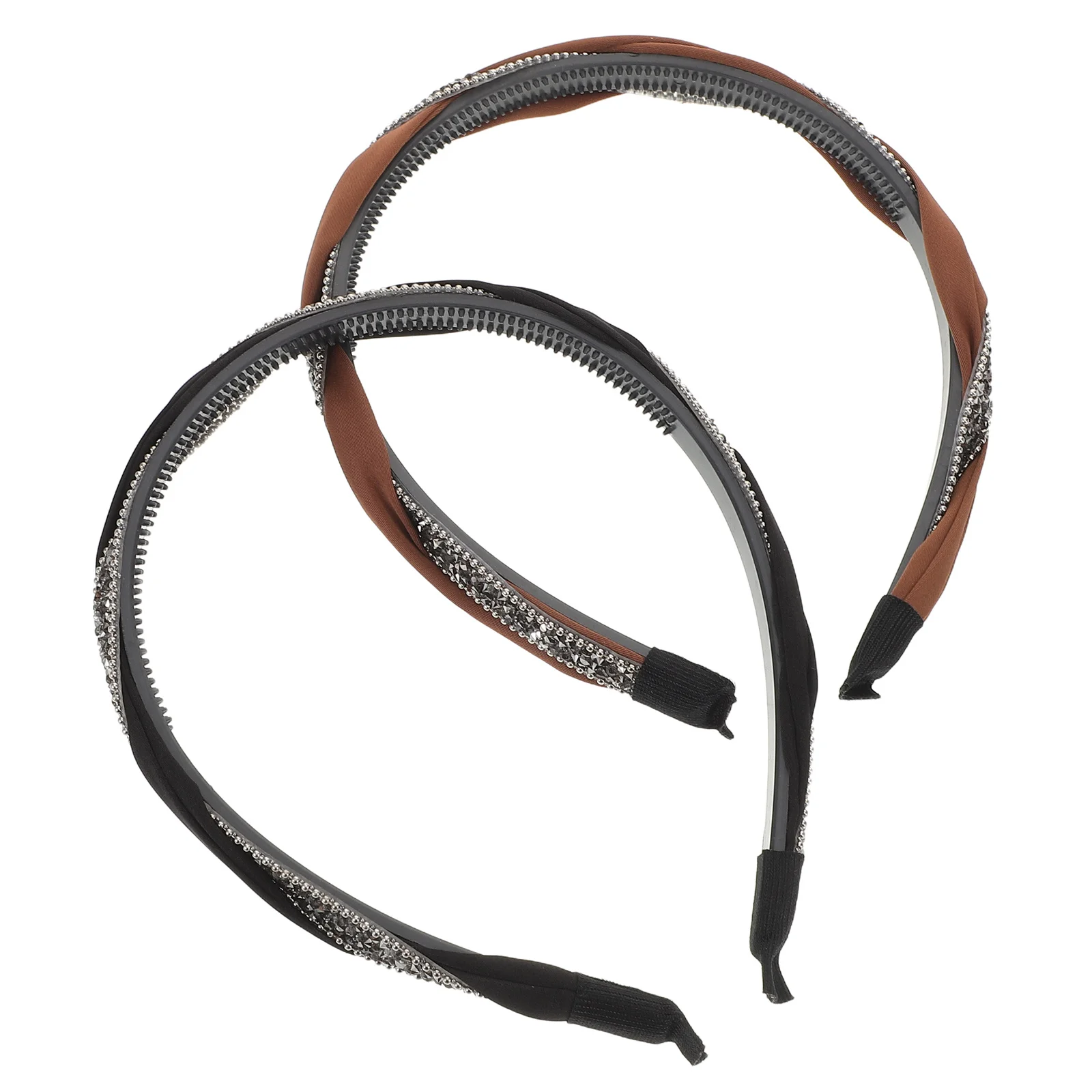 

2Pcs Knotted Rhinestone Hairbands Wide Embellished Non-Slip Hair Accessories for Women Bridal Party Daily Wear Stylish Headbands