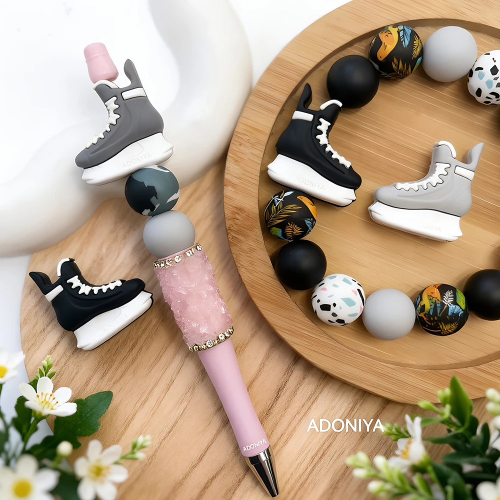 33/58-teiliges Set aus skaterförmigen Silikonperlen für DIY-Halsketten, Armbänder, Dekorationen, Stifte, Schmuckanhänger usw. Geburtstagsgeschenk für die Feiertage – Detail 2