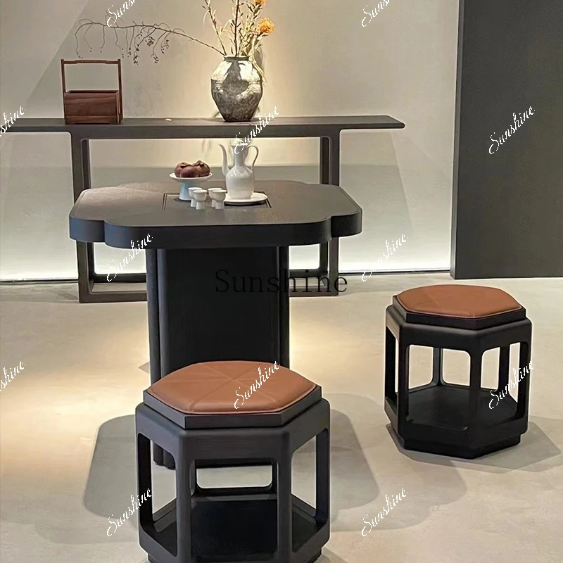 New Chinese ash wood tenon and mortise process four-seat square tea table simple and modern  FT