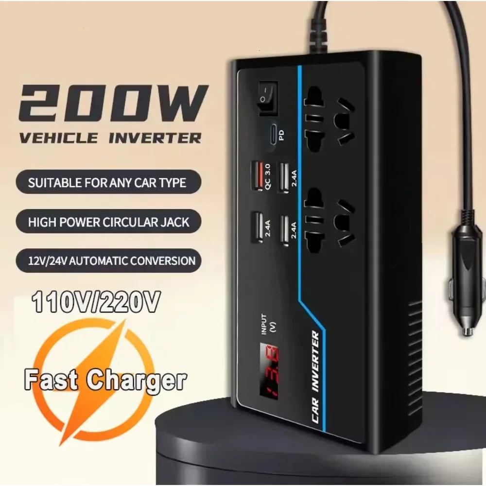 FESTBERG G9/G10 Vehicle Inverter 12V/24V to 110V/220V Type-C Fast Charger Cigarette Lighter Auto Electrical Converter