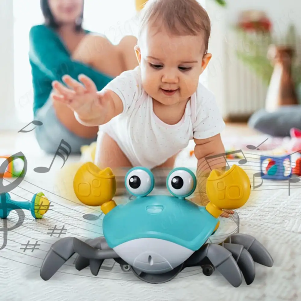 Crawling Crab Baby Toy Dancing Crab Toy for Babies Crabs Walking with Music Infant Tummy Time Toys Rechargeable Fun Moving Toy