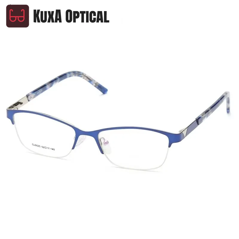 Female Spring Hinge Prescription Glasses Reading Glasses Flexible Frame Semi Rim Optical Lenses Durable Eyewear for Women