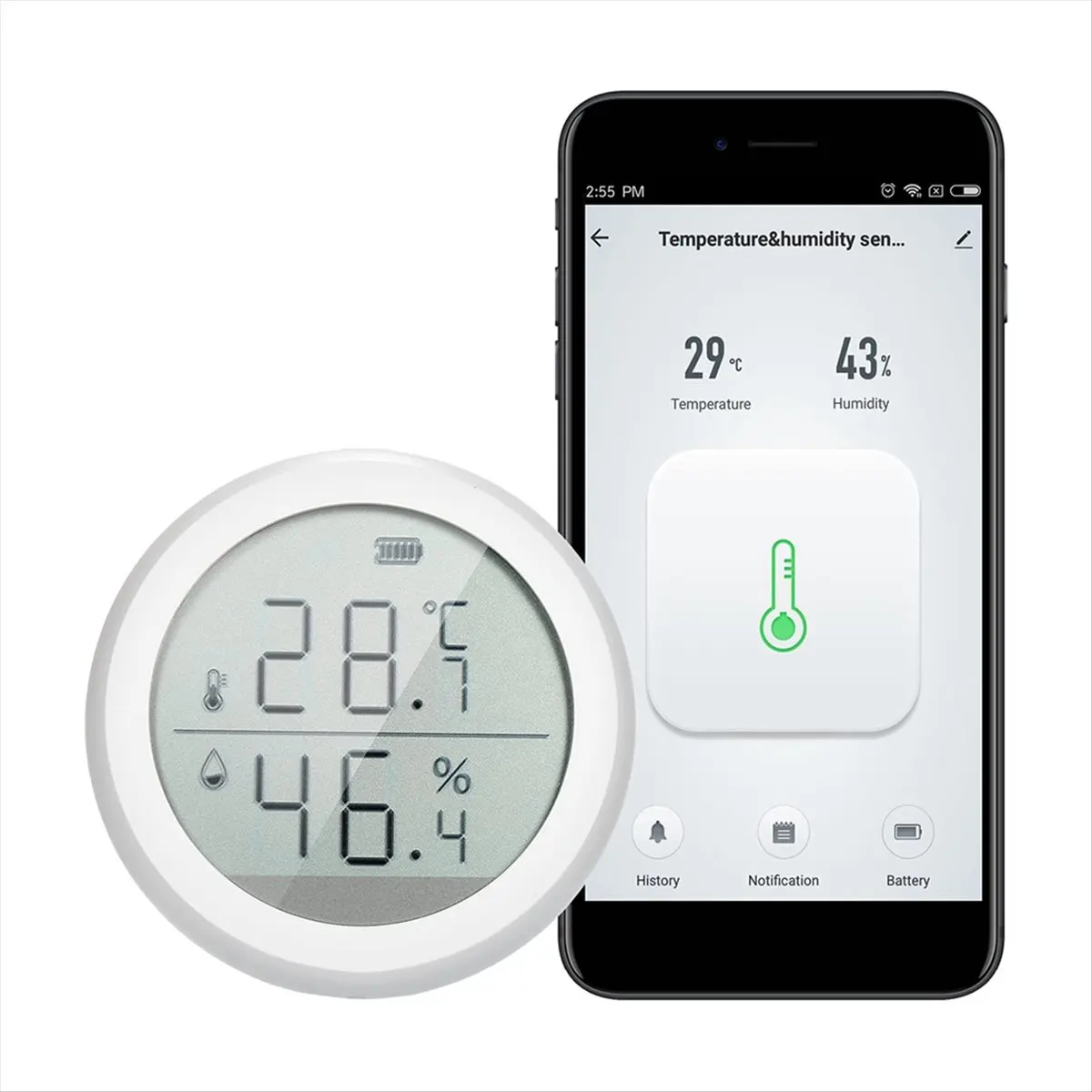 A40I WiFi Smart Zigbee Temperature and Humidity Sensor LCD Screen History Record Smart Home Security Remote Control