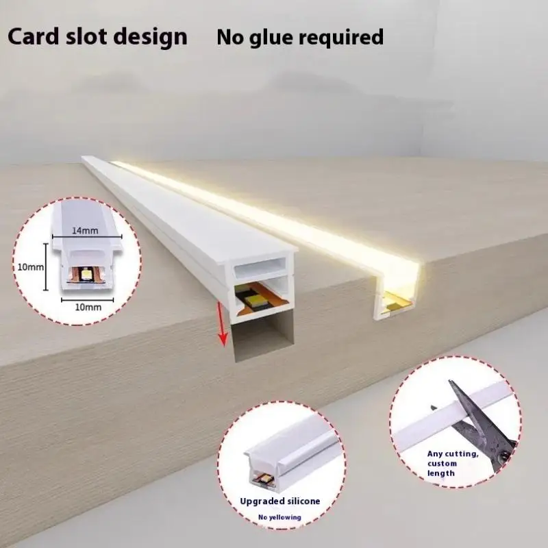 Recessed Mini Aluminium Led Profile With Silicone Cover For Cabinet Bookshelf Showcase Panel Light Led Channel Home Linear Decor