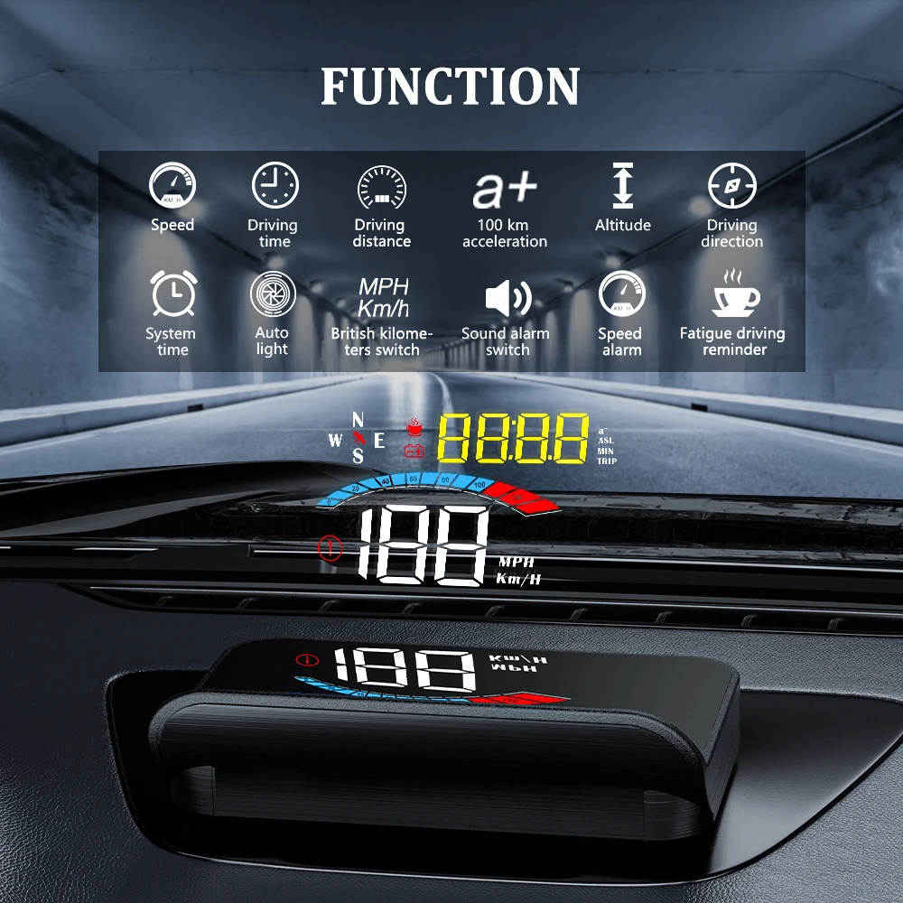 Geyiren M16 GPS HUD Digital Speedometer for Car Head-up Display Time Compass  Altitude Over Speed Alarm Auto Accessories