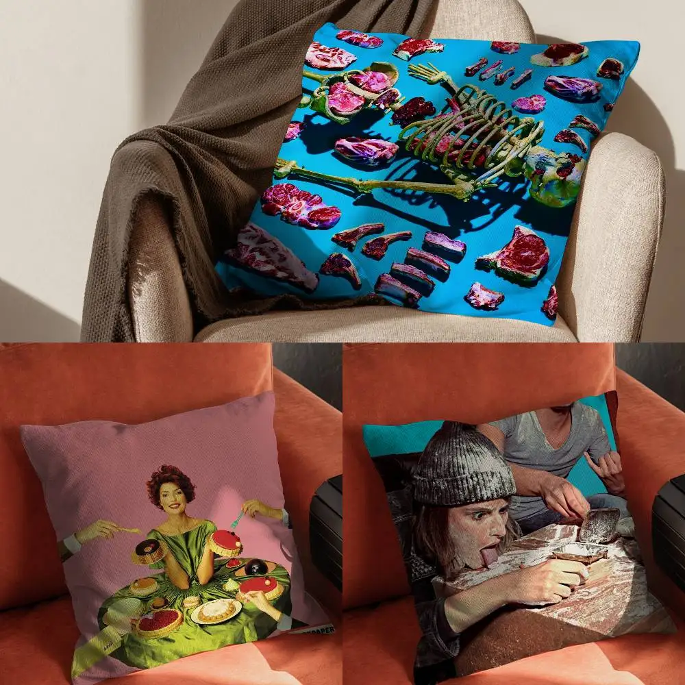 

Toiletpaper Magazine Pillow Case For Car Pillows 60x60 Cushions Luxury Double Sided Cover Home And Decoration Sofa 3