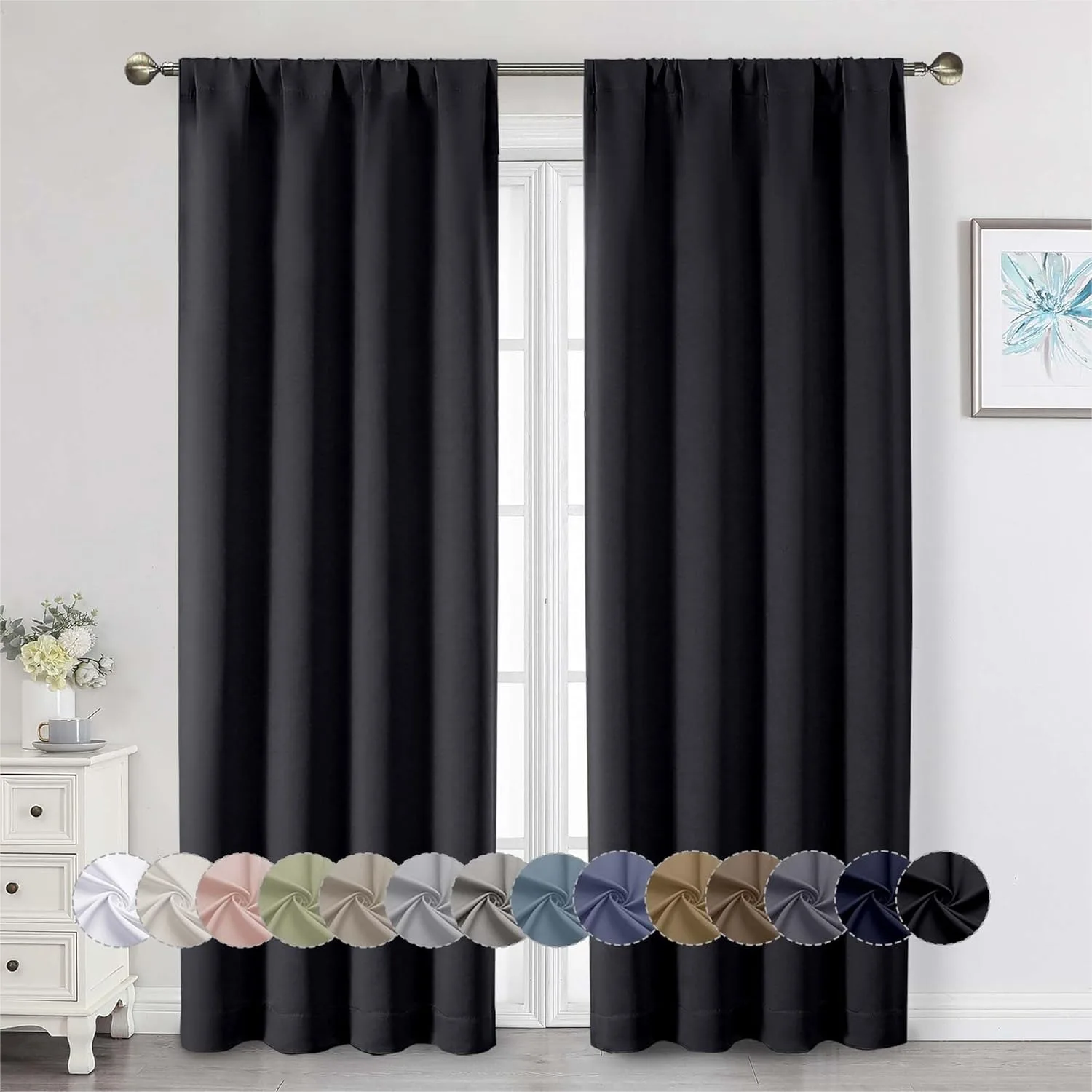 

Blackout Curtains 84 Inch Length 2 Panels Set, Soft Thermal Insulated Room Darkening Curtains for Bedroom Living Room, Rod