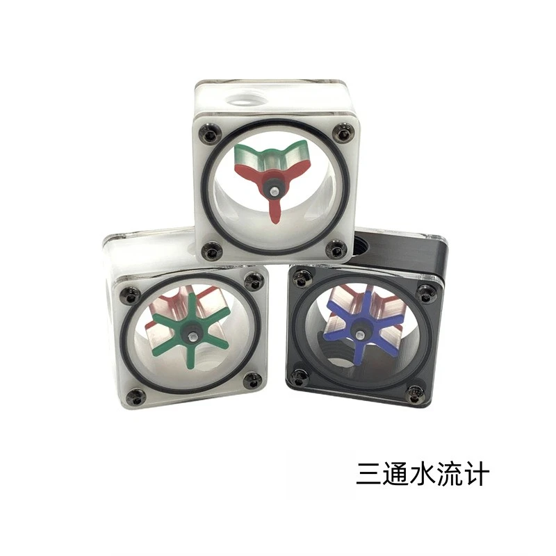 Computer Water-cooled Water Flow Device, Tachometer, Three-way Flow Device, Observation of Water Flow G1/4 2 Split Thread