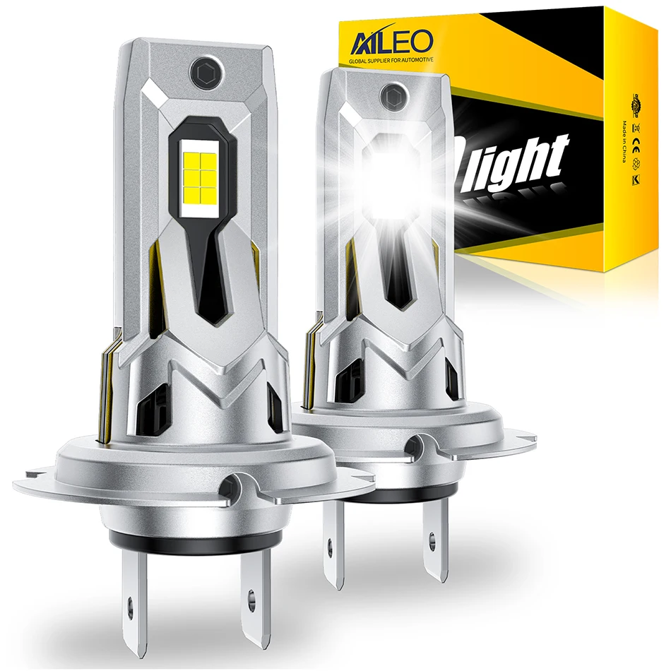 AILEO 2Pcs 120W High Power H7 Socket LED Car Headlight Turbo Bulb 6000K 30000LM CSP Chip Mini Led Light Plug & Play Nonpolarit