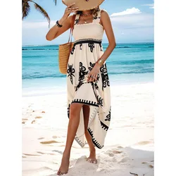 Vestido largo bohemio de verano para mujer, traje holgado informal sin mangas, corte en A, Midi, para fiesta
