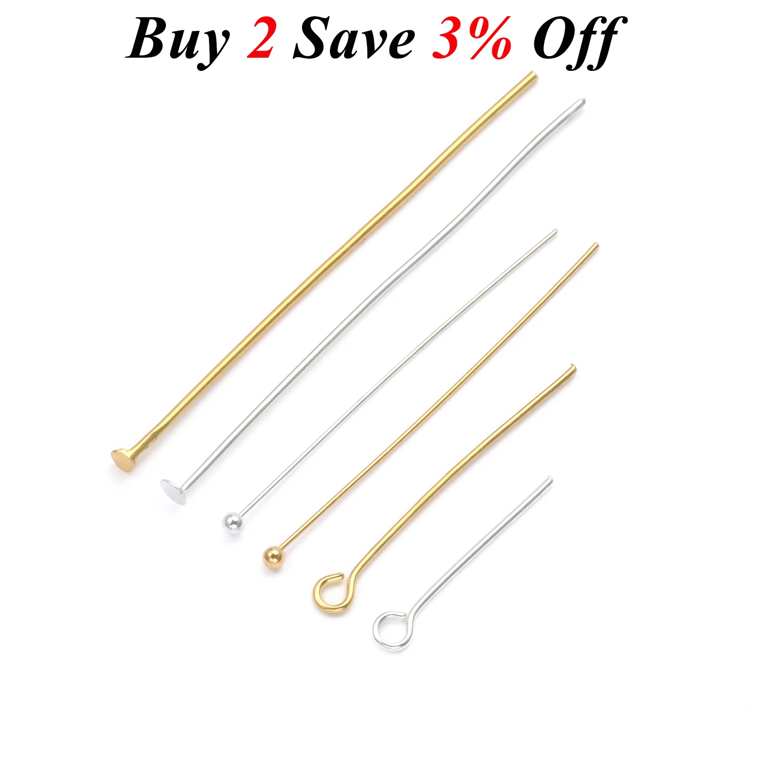 200pcs 20 30 40 50mm Heads Eye Flat Head Pin Gold Color Silver Color Plated Ball Pins Findings Jewelry Diy Earrings Accessories