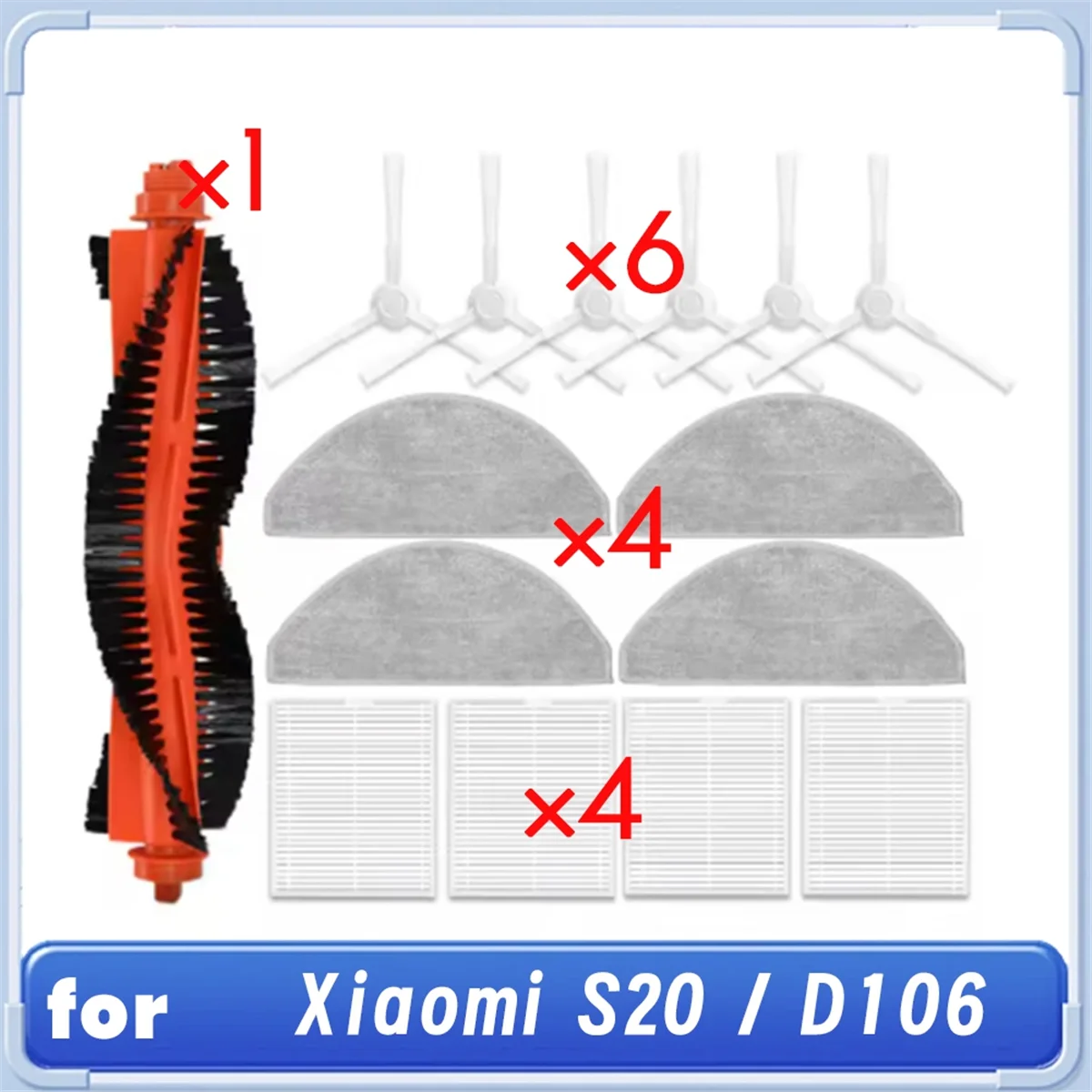 EULM 15 قطعة لشاومي S20 / D106 جهاز آلي لتنظيف الأتربة طقم تنظيف ملحقات الكناس فرشاة جانبية رئيسية مرشح خرقة