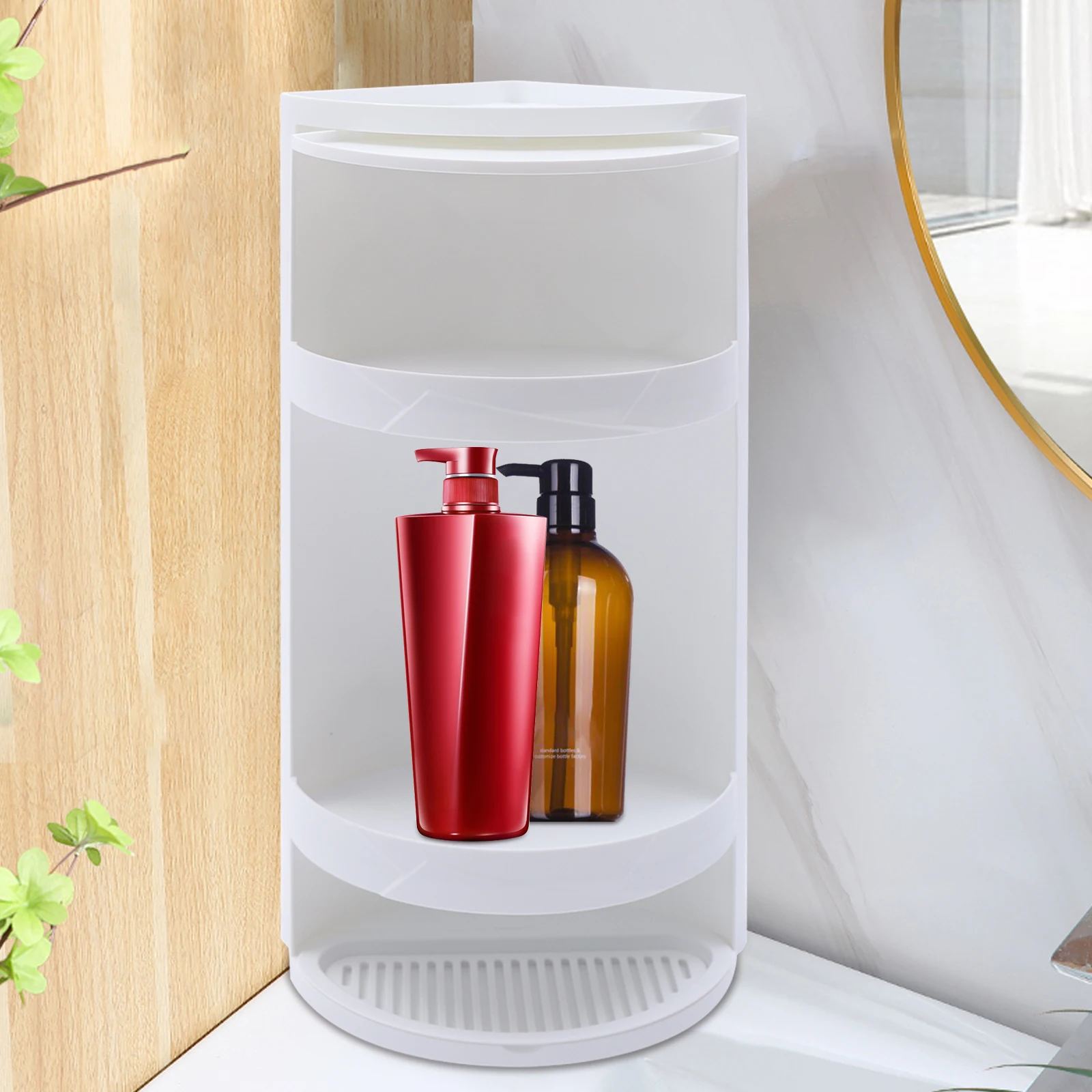 

360° Rotating Spice Rack with 3-Tier Storage, No Drill Installation for Kitchen or Bathroom