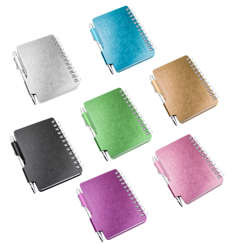 Stainless Steel Portable Notebook with Pen Metal Case Notebook Aluminum Coil Book Wholesale Mini Binder Loose-leaf Notebook