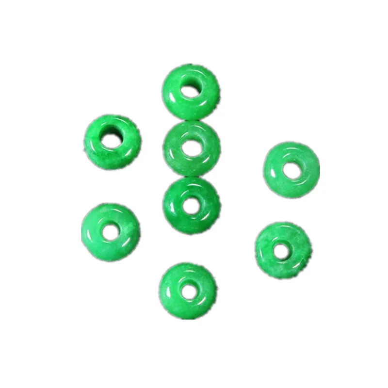 Natural jadeite hand-carved scattered beads DIY100% real green jade bracelets accessories fitting jade gift real jade bangle