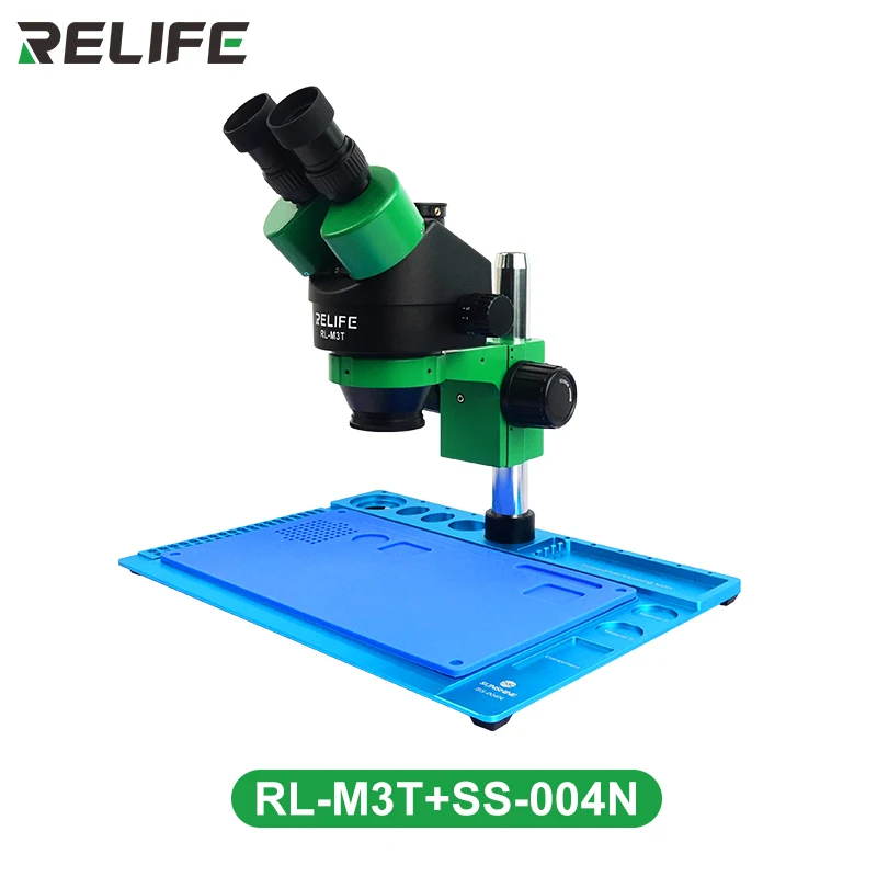 Il microscopio Stereo trinoculare abbinato Zoom 7X-45X di RL-M3T + SS-004N di affidfe con la macchina fotografica di HDMI ha condotto la luce per il microscopio Mobile di riparazione
