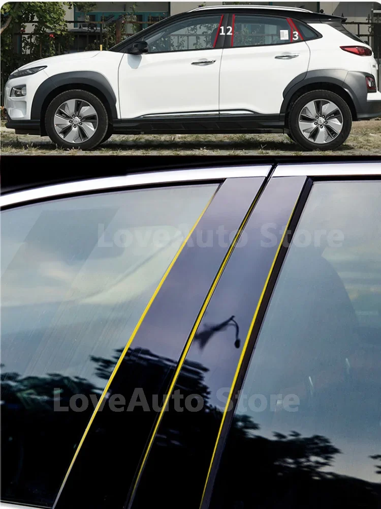 

For Hyundai Kona Encino 2017-2022 Car Window Central Column B C Pillar Cover Trim Mouldings Sticker Exterior Frame Accessories