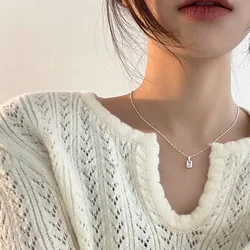 VENTFILLE 925 Sterling Silver Zircon Necklace for Women Girl Korean Geometry Temperament Jewelry Girls' Gift Dropshipping
