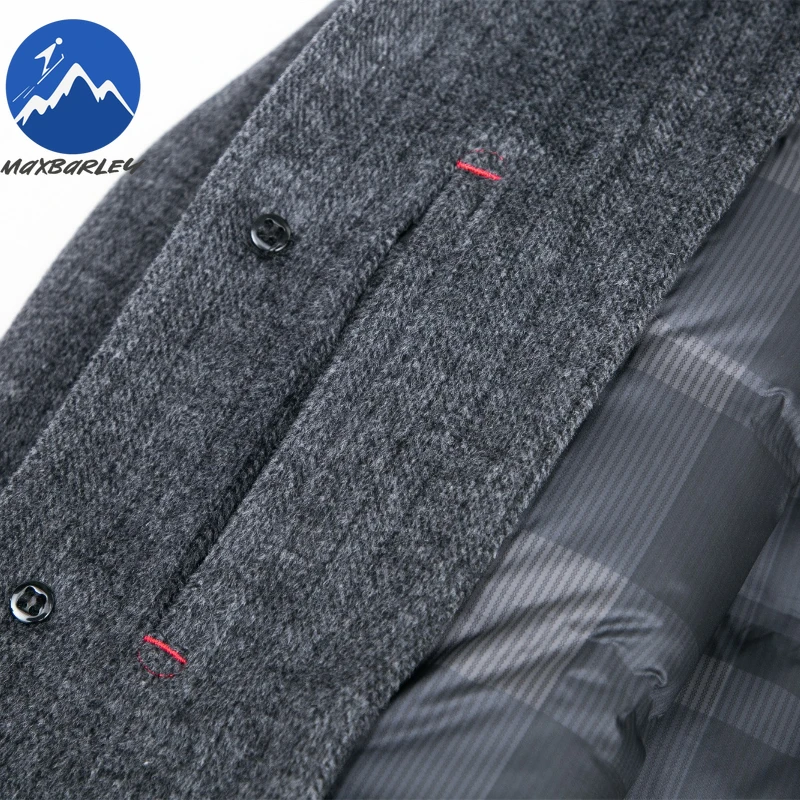 Maxbarley Winter Woolen Coat Men Fashion Detachable Down Jacket Fur Collar Warm Overcoat Korean Designer Double-sided Wool Coat