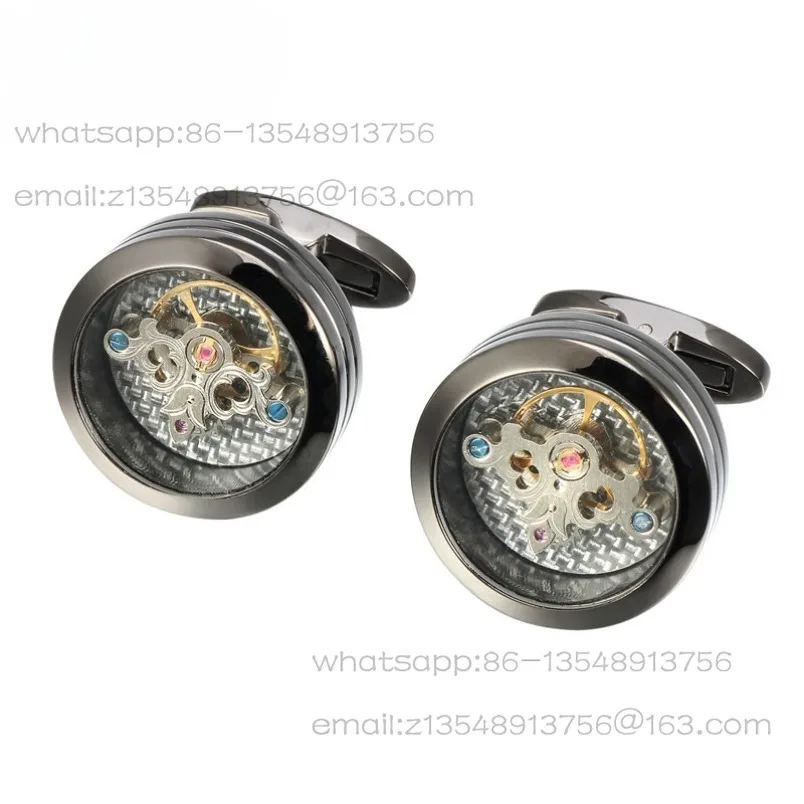 New tourbillon cufflinks for men mechanical movement can be rotated in stock