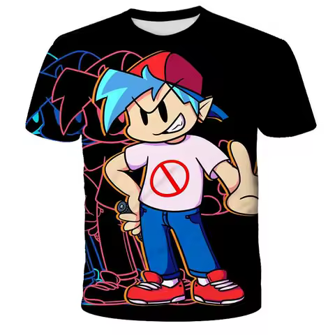 Kids Friday Night Funkin 3D T-Shirt Boys Cartoon Game T Shirts Summer Funny Short Sleeve Children Cute Tee Tops Anime Clothes