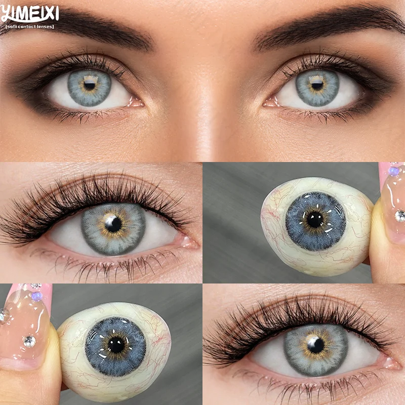 YIMEIghts-Lentilles de contact colorées annuelles, Lentilles de contact bleues, Dépliants, Myopie, Élève de beauté, Haute qualité, Coréen, 1 paire,