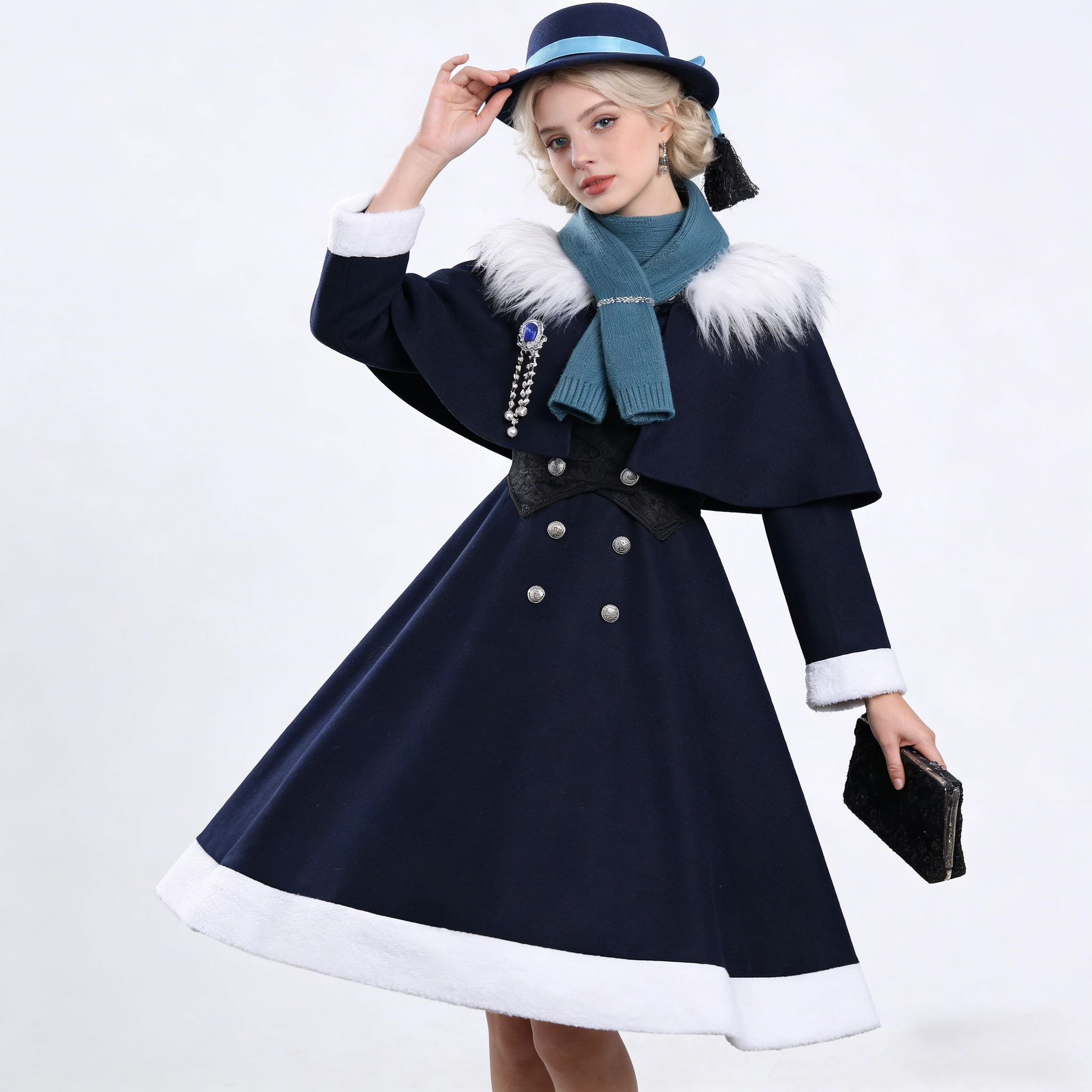 

Vertin Game Reverse:1999 Vertin Winter Plush Bucket Suit Cosplay Secondary Game R Carnival Party Christmas Play Role Costume Wig