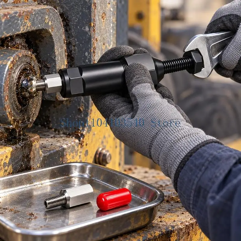 02DC Grease Fitting Maintenance Tool with Removable Threaded Structure and Tool Flats for Hands-On Unclogging Work