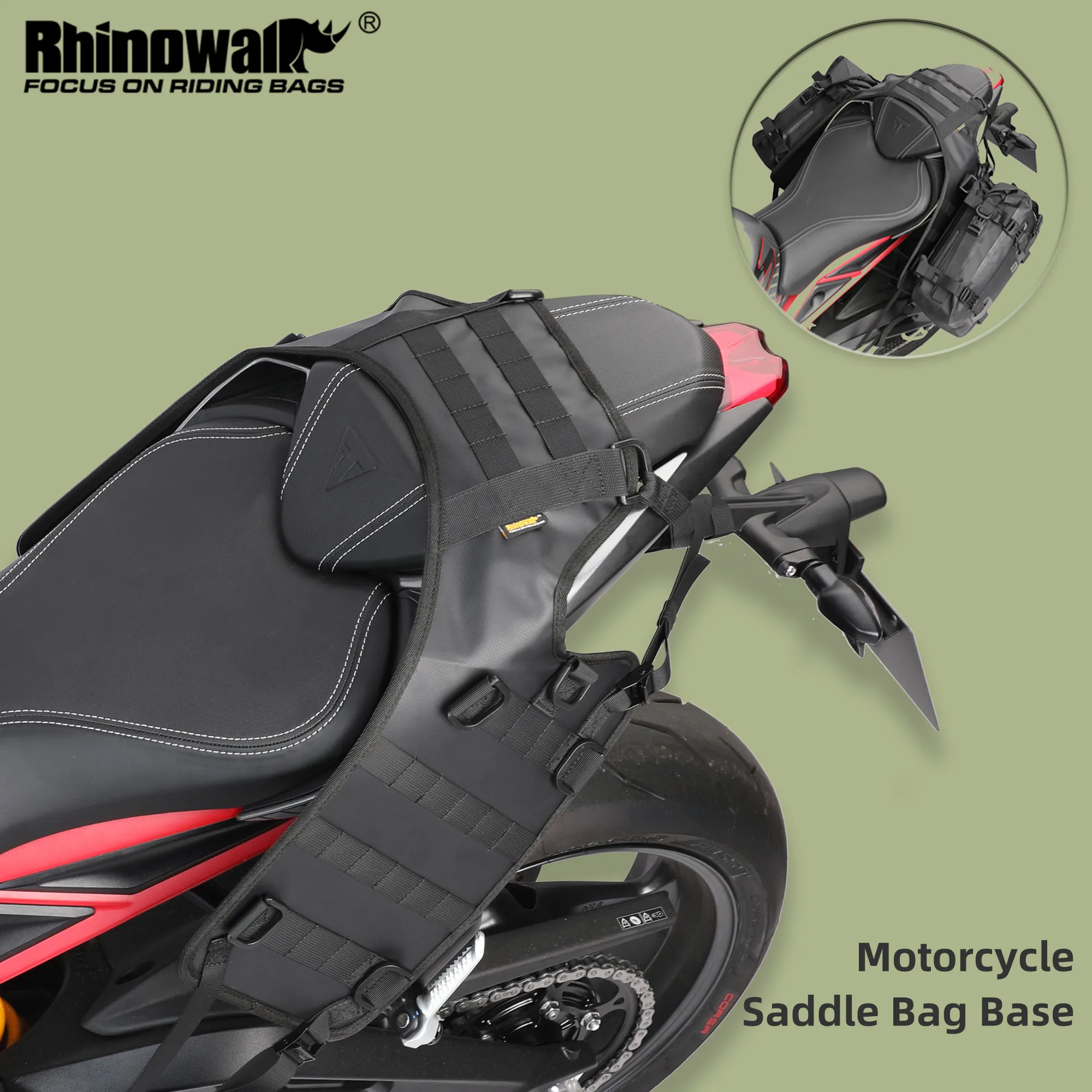 Rhinowalk Motorcycle Rear Seat Side Bag Base Universal Motor Accessories For Back Seat Bag Tail Side Packet Install Pad Rack