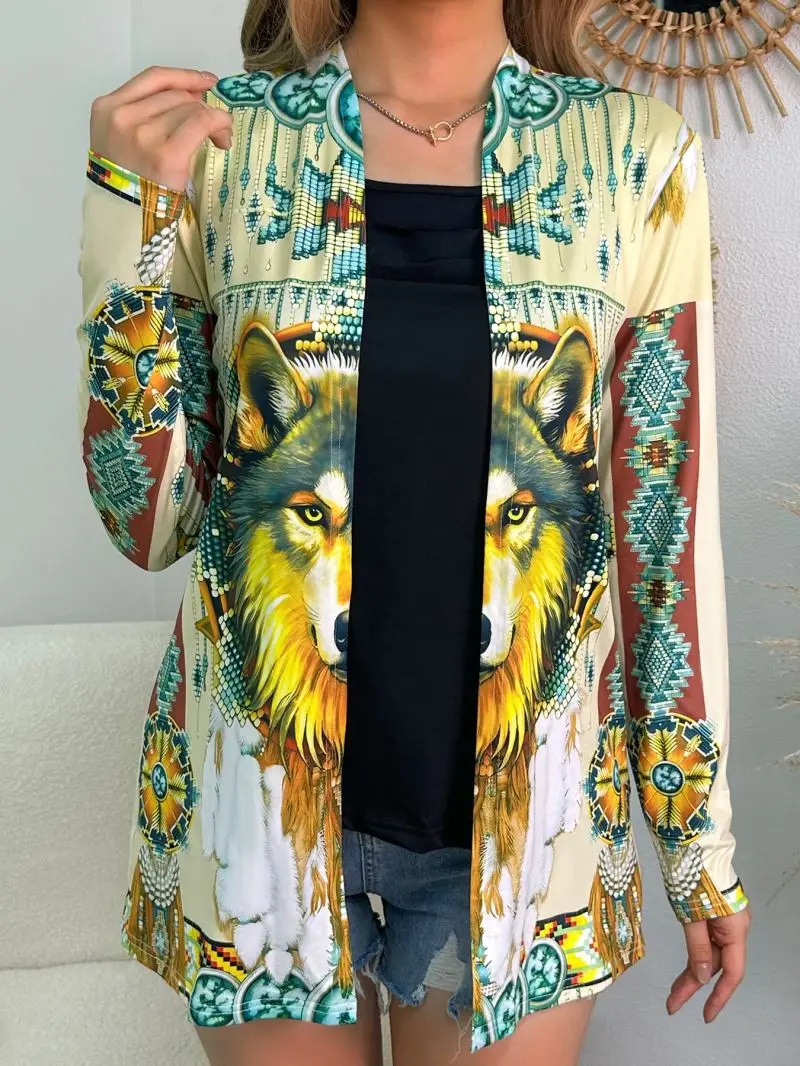 Long sleeved mid length cardigan with soft drape and versatile women's casual commuting outerwear