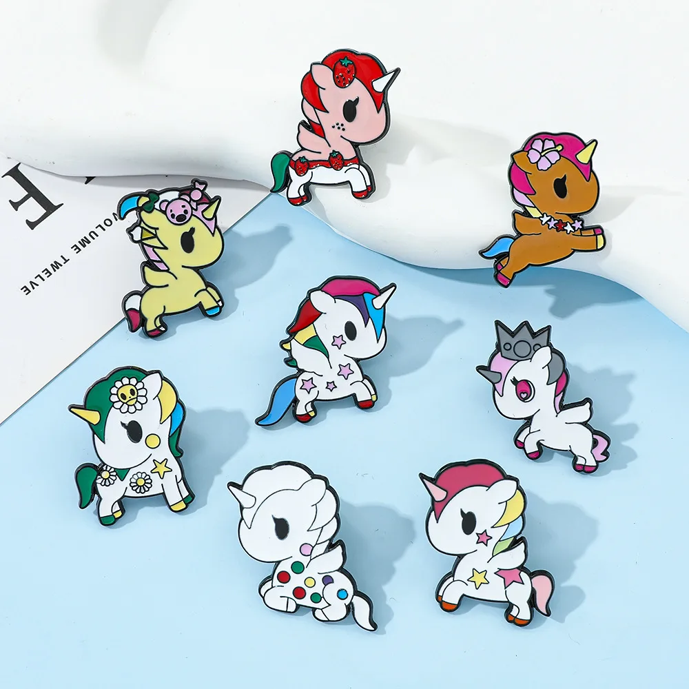 Cute Playful Dreamy Unicorn Enamel Brooch Fashionable and Sweet Badge Brooch Clothing Backpack Hat Decoration Gift