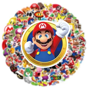 Super Mario Cartoon Stickers for children, impermeable decal adhesive, laptop, notebook, skate, refrigerator, phone, toys, 50 pcs, 100 pcs, 200pcs 12 Main Sales Sticker for Refrigerator - №1