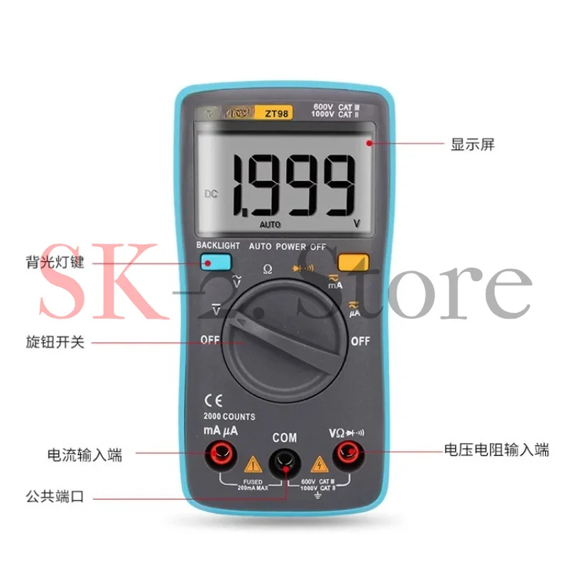 Suitable for ZOYI ZT100 Digital Multimeter 4000 Counts Automotive Electrical Transistor Peak Capacitance ESR Meter Tester