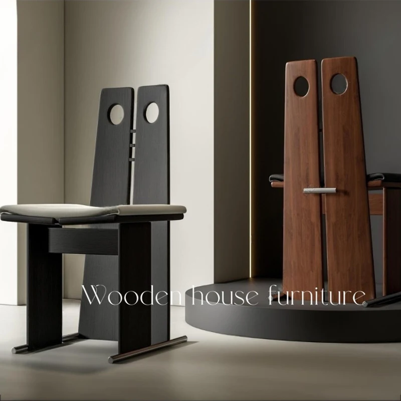 

Retro solid wood dining chair designed for hotel coffee shop Chairs for kitchen Dresser living room relax Furniture for home