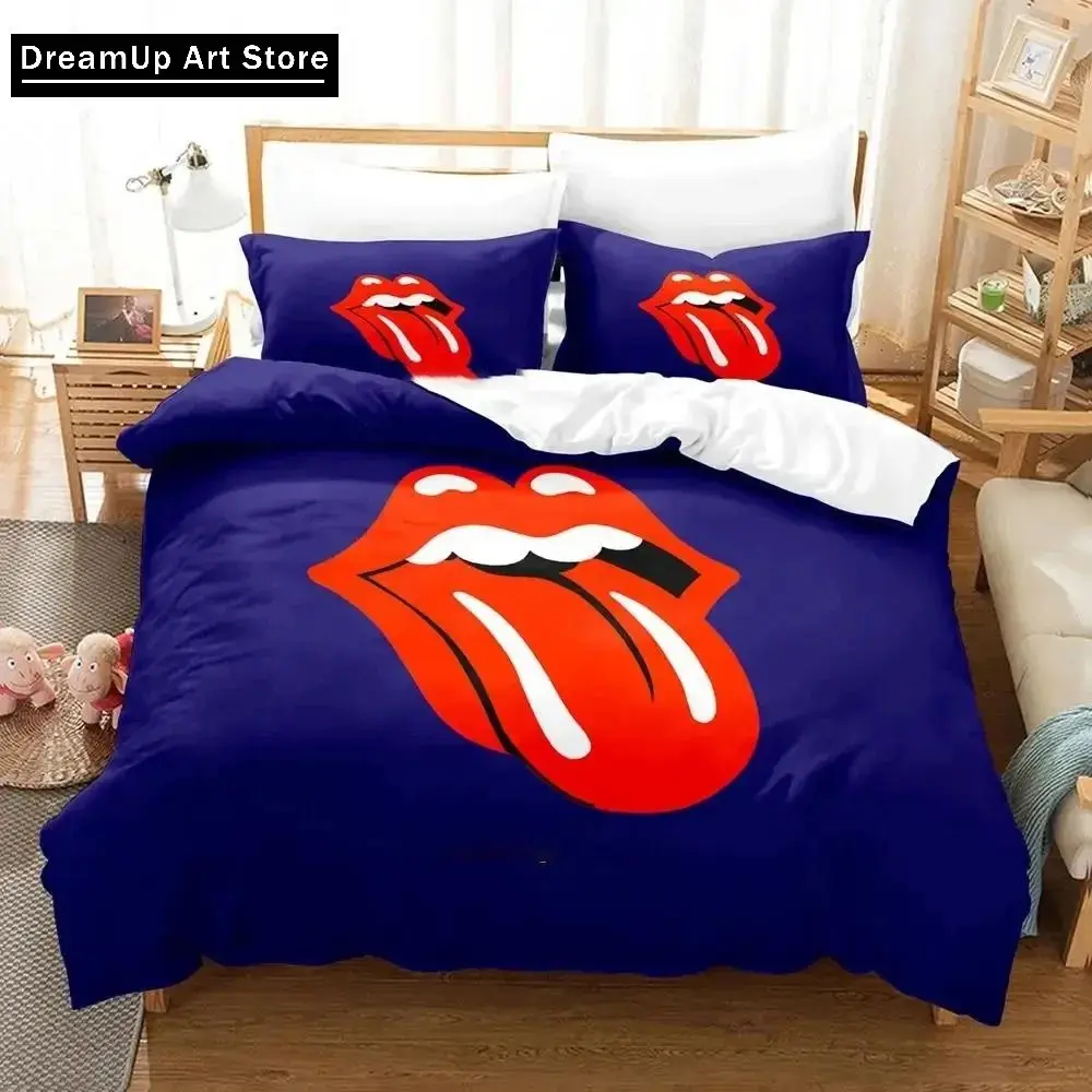 3D Print Fashion R-Rolling Logo Stones Bedding Set Boys Girls Twin Queen Full Size Duvet Cover Pillowcase Bed Adult Bedroom