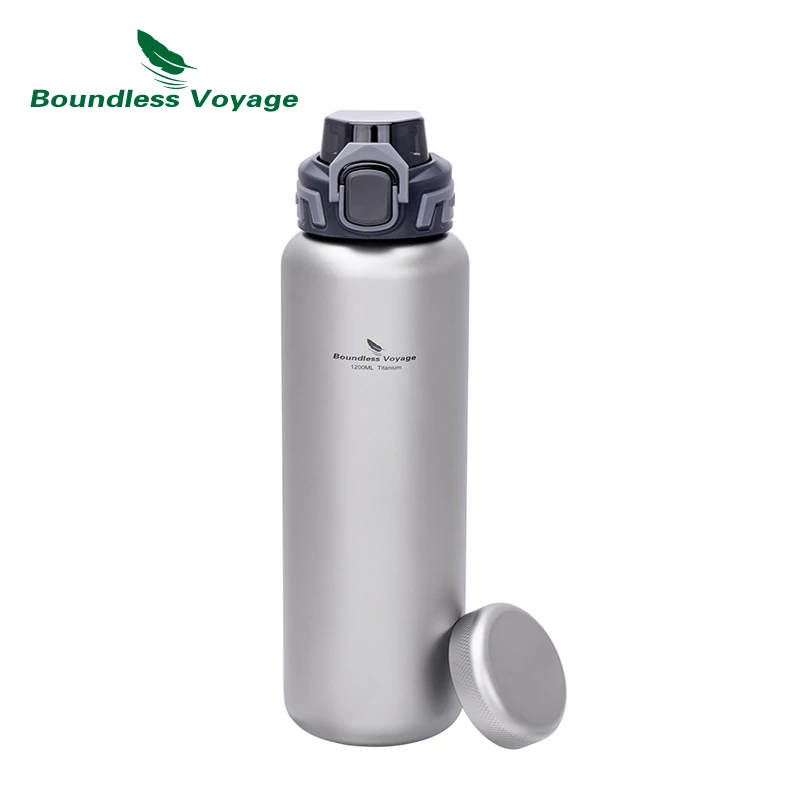 Boundless Voyage Titanium Water Bottle 1.2L Wide Mouth Flask Bottle Portable Water Canteen for Backpacking Gym Daily Use Ti3019D