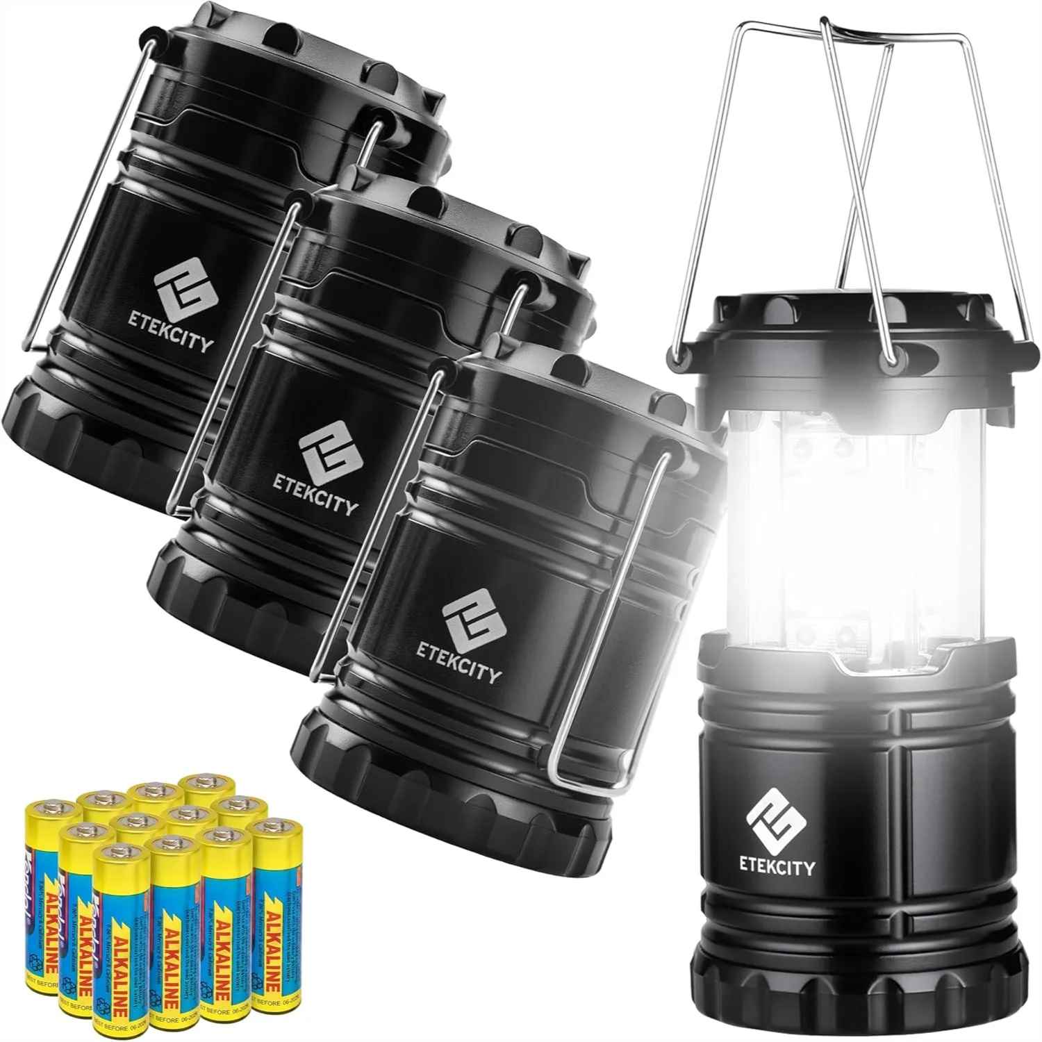 

LED Camping Lanterns for Power Outages 4 Pack, Bright Flashlight for Emergency, Survival Gear, Hurricane Preparedness, Battery