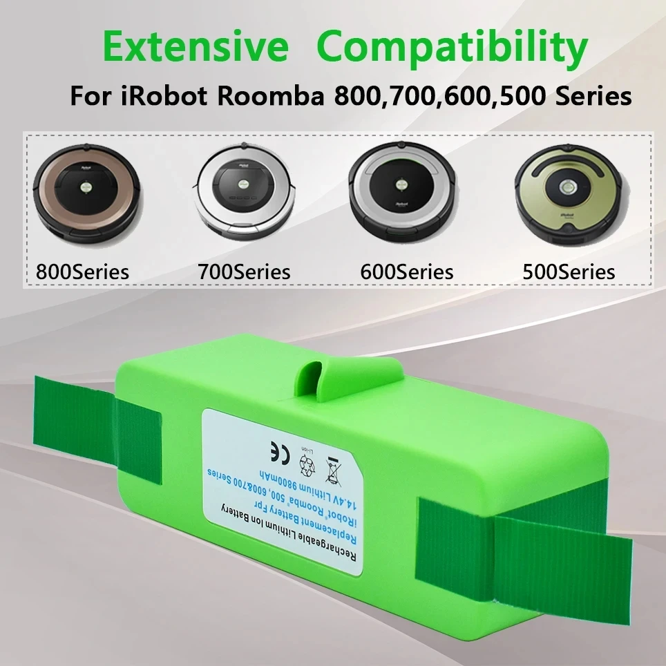 14.4v 4.8Ah/6.8Ah/9.8Ah iRobot Roomba 500 600 700 800 series 560 620 650 700 770 780 880 rechargeable lithium battery