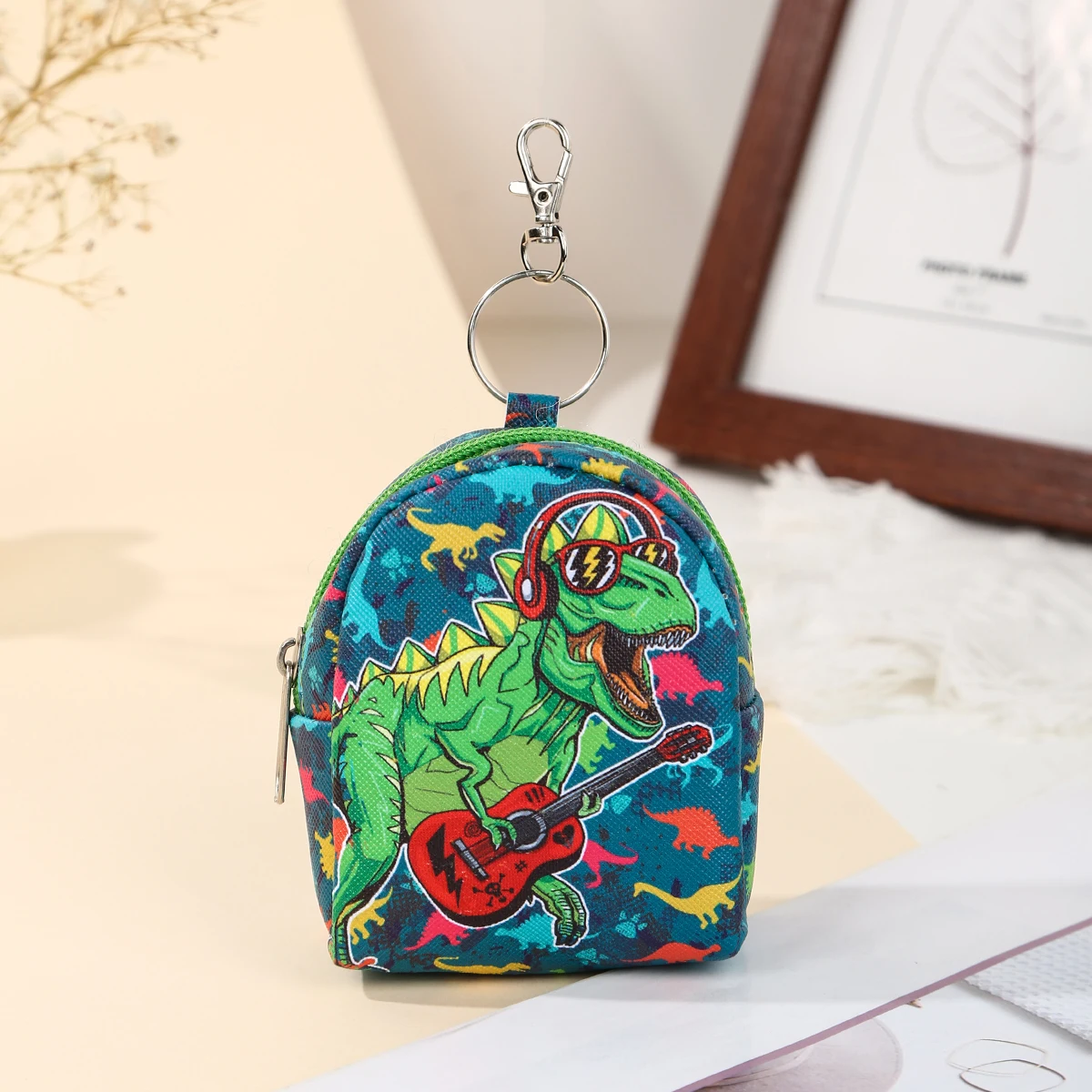 

Dinosaur Pattern Schoolbag Shape Pu Coin Purse Keys Card Holder Small Wallet Money Bags Earphone Lipstick Case Bag Accessory