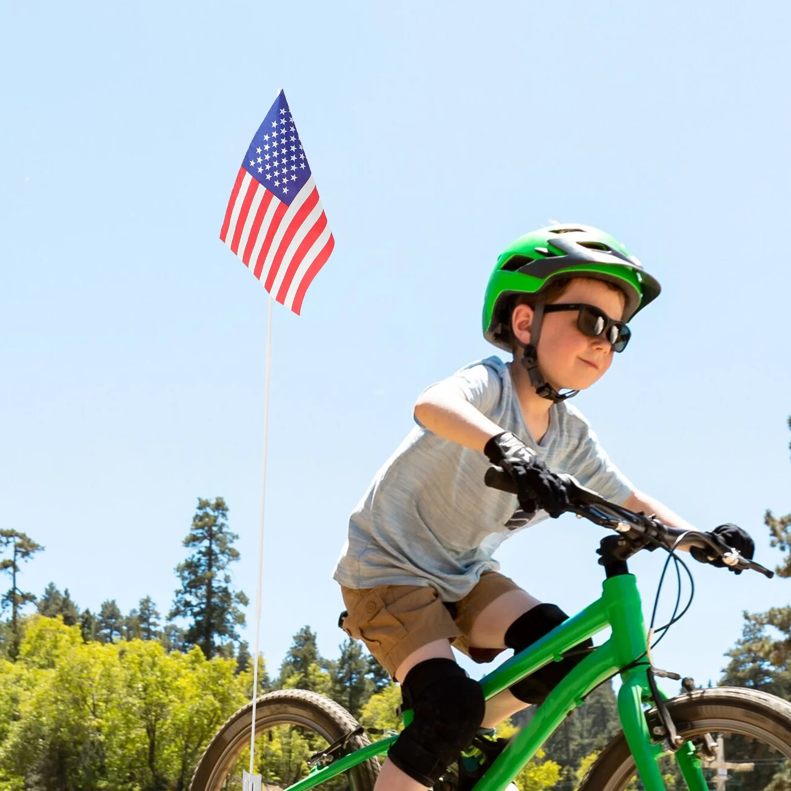 

Rear Bike Flag Wind Resistant Durable Bicycle Safety Warning Outdoor Decor Porch Flags for Kids Cycling Accessories Pole Fiber