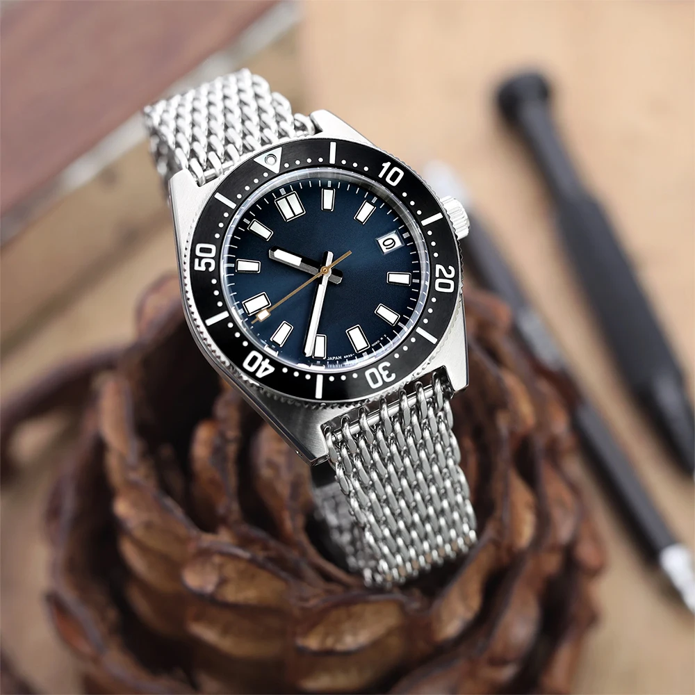 Cool Shark Diving Watch Band for Seiko 5 Solid Stainless Steel 4.0 Mesh Adjustable Buckle Strap for Rolex 18/20/22/24mm Bracelet