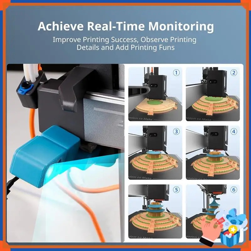 Compact Camera Accessory For Kobra 2 /Kobra 3 Series For Kobra 3/Kobra 2 Pro/Plus/Max 3D Printer Remote And Real-Time Video Supe